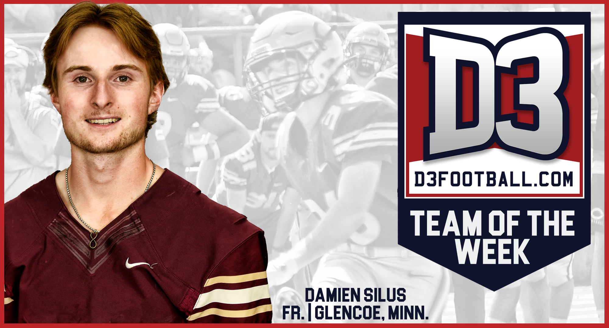 Damien Silus followed up his MIAC Special Teams Player of the Week award by being named to the D3football.com National Team of the Week.