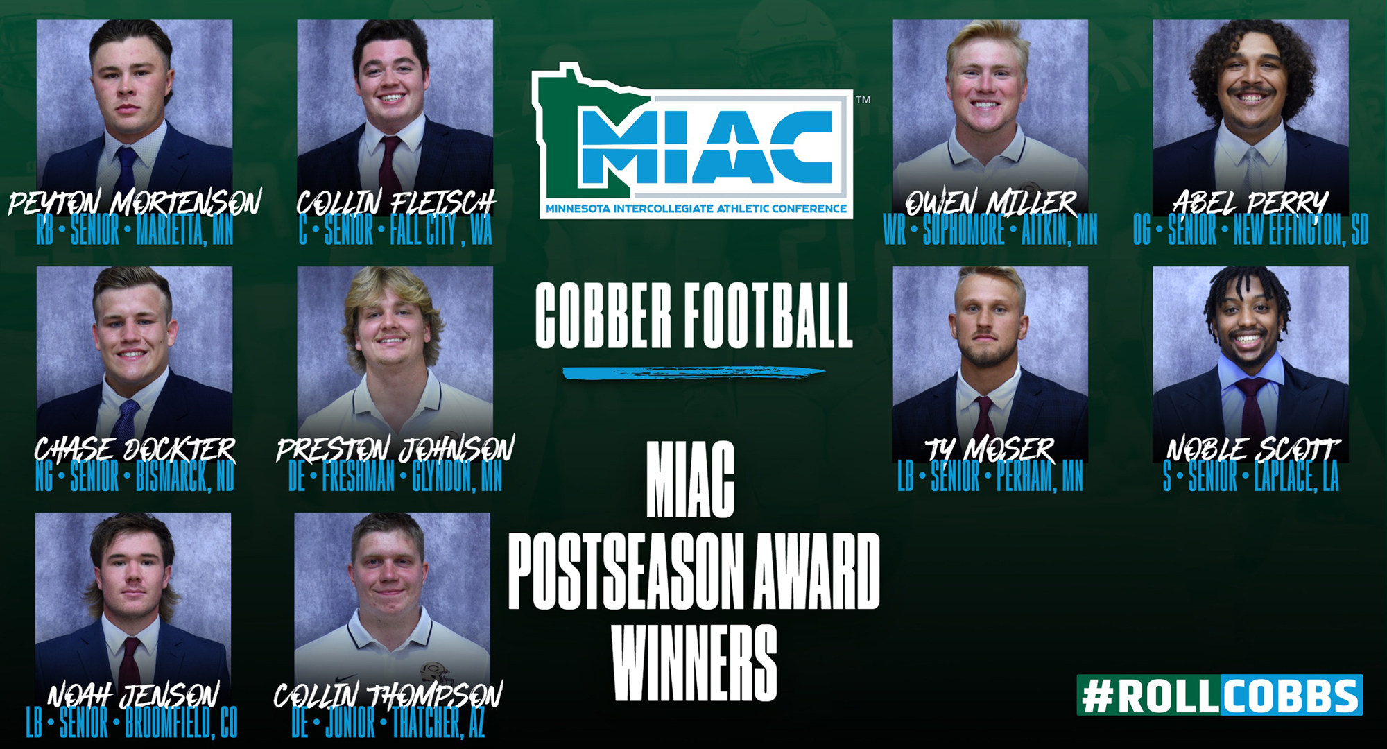 Concordia had 10 players earn MIAC postseason honors as voted on by the league coaches. That total is the most since the 2017 season.