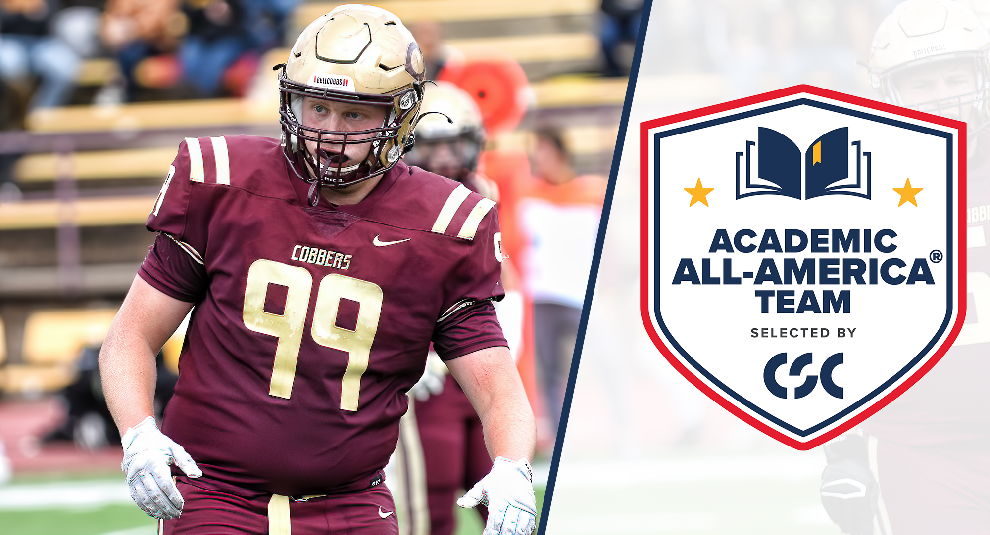 Defensive lineman Collin Thompson became the eighth player in Cobber football history to receive Academic All-American honors.