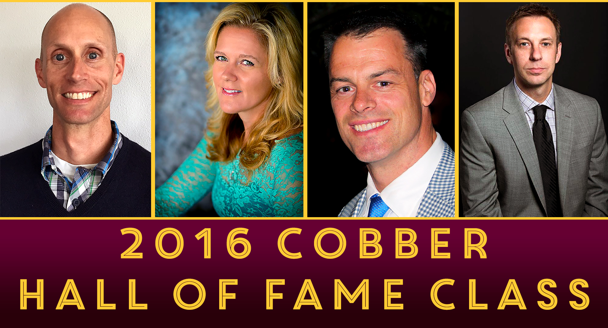 The 2016 Concordia Hall of Fame inductees are (L-R): Jason Trichler '93, Erica (Hanson) Reid '94, Marc Terris '94 and Todd Hashbarger '98.