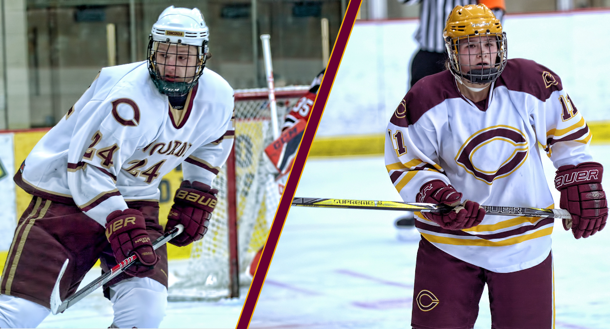 Jake Ellingson is a member of the Cobber men's hockey team while sister Maddie skates on the women's squad.