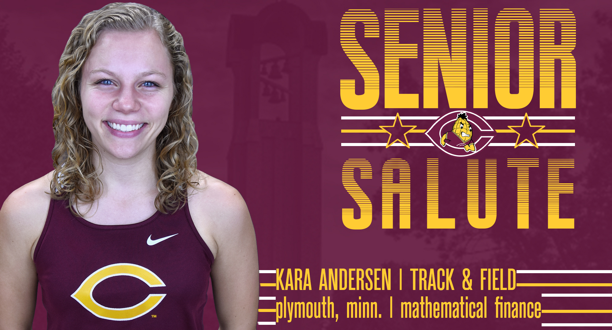 Senior Kara Andersen has placed in the Top 6 in the 5000 meters in three straight conference meets.