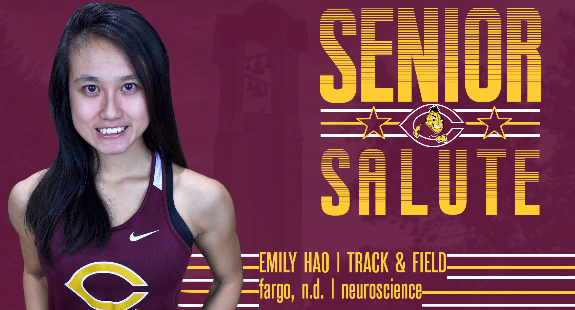 Women's track and field distance runner Emily Hao.