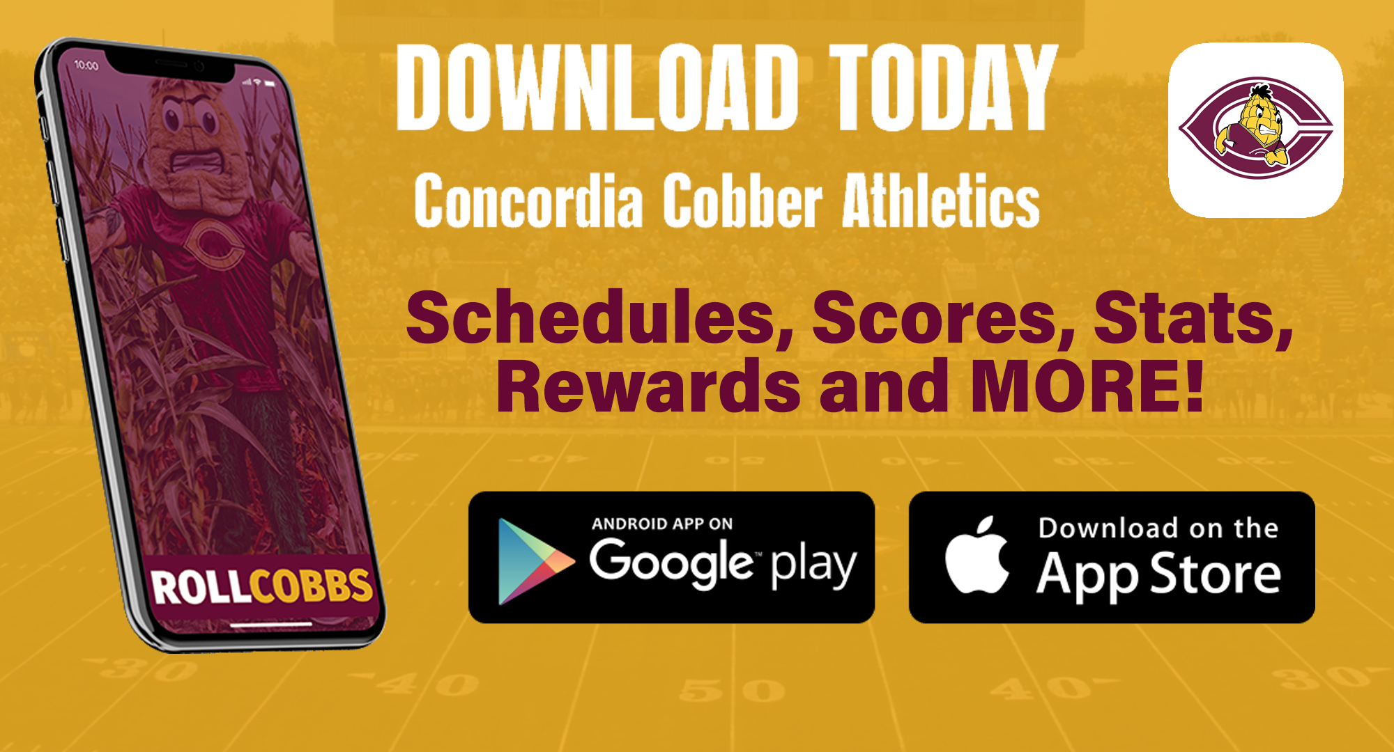 The Cobber Athletics app will allow fans to keep up with all the teams, schedules, scores and news and earn rewards towards prizes!