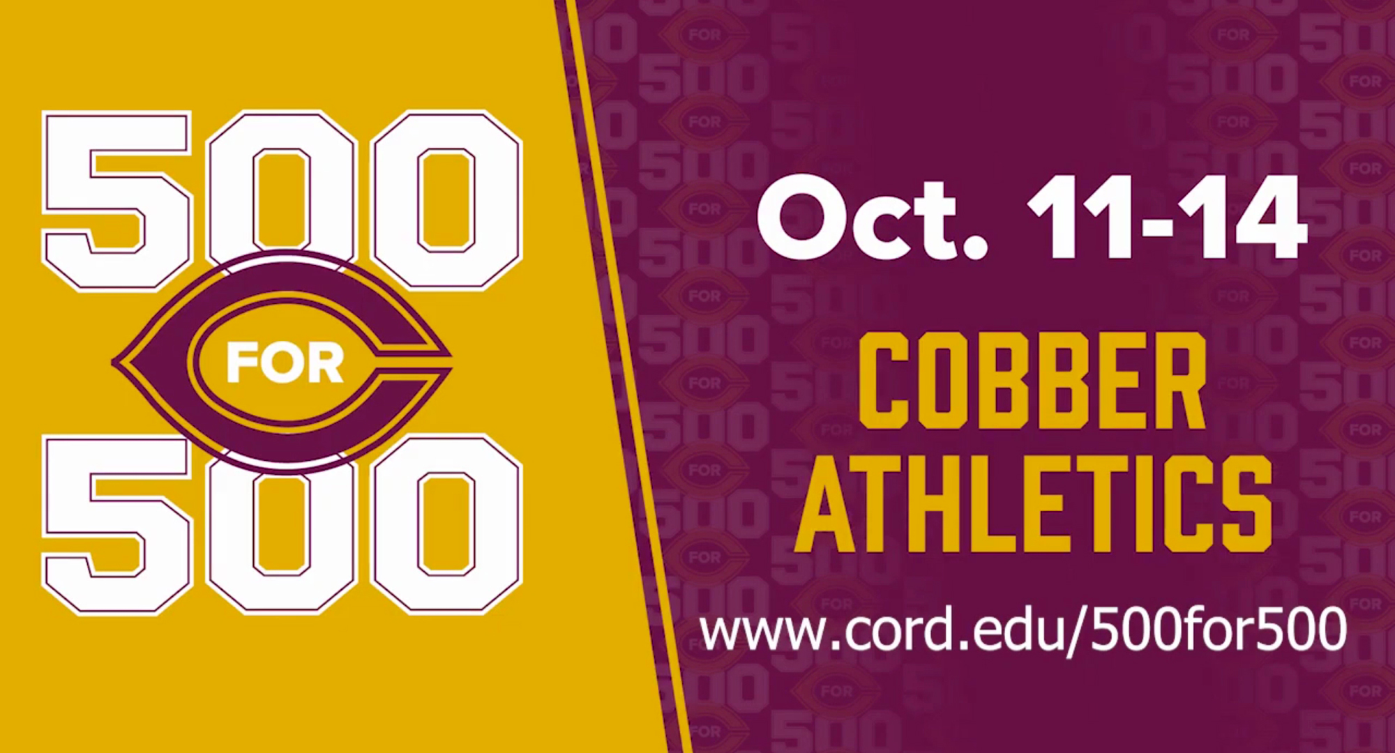 Homecoming week means it's time for the annual Cobber athletics 500 for 500 giving challenge!