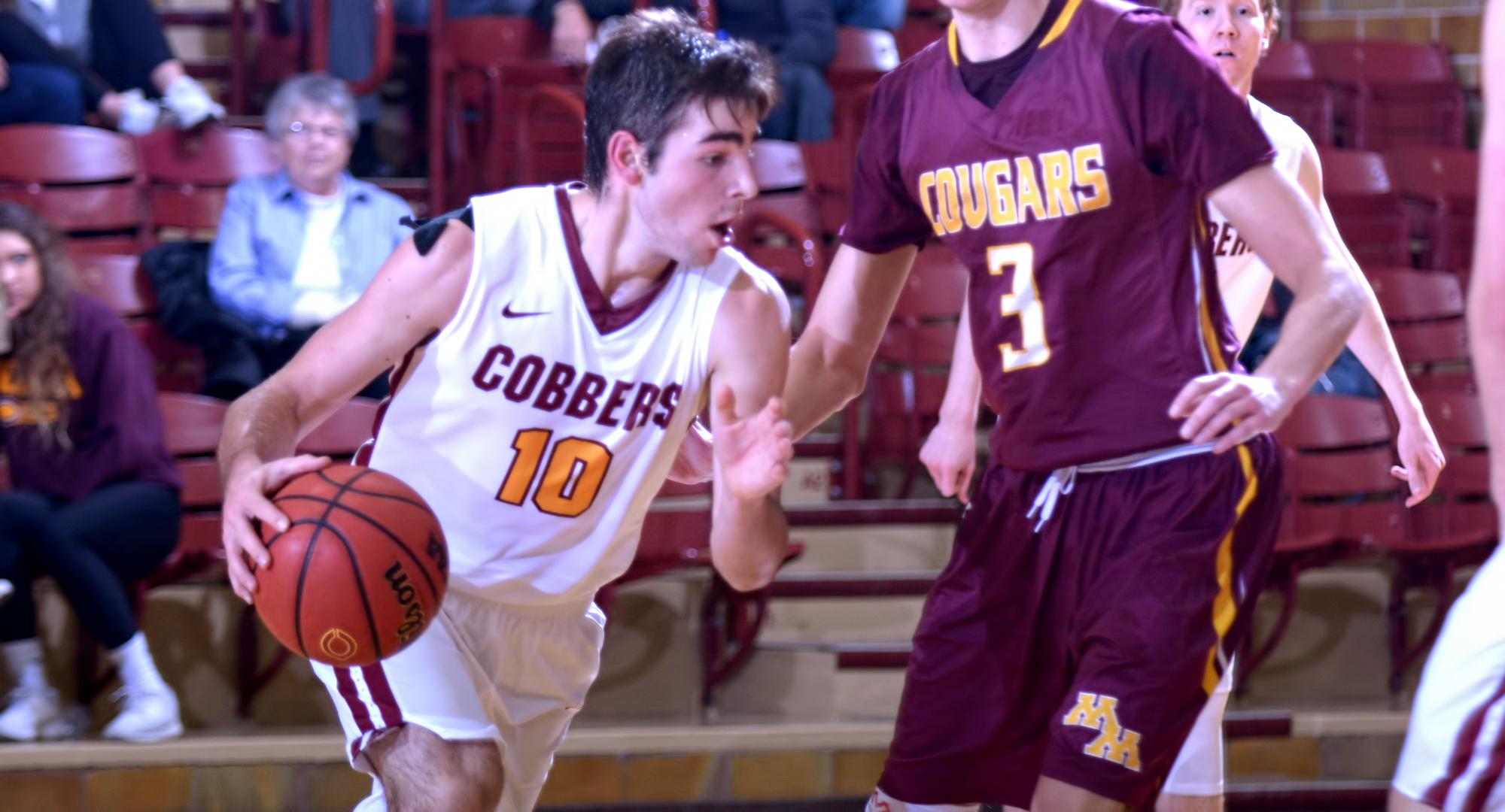Sophomore point guard Tommy Schyma had nine point - all in the second half - in the Cobbers' game at MSU Moorhead.
