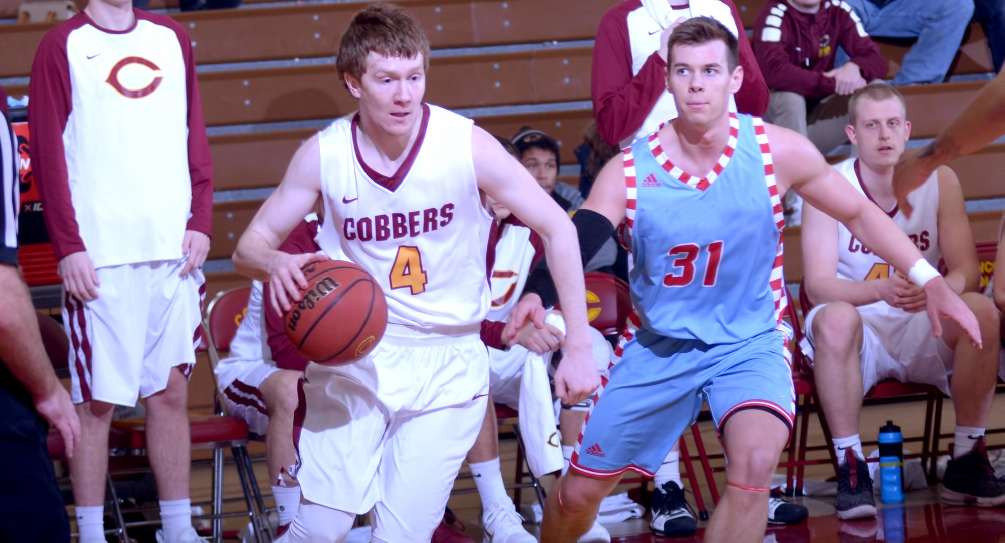 Collin Larson had a team-high 18 points in the Cobbers' game at St. Olaf. Larson has now scored at least 10 points in four straight games.