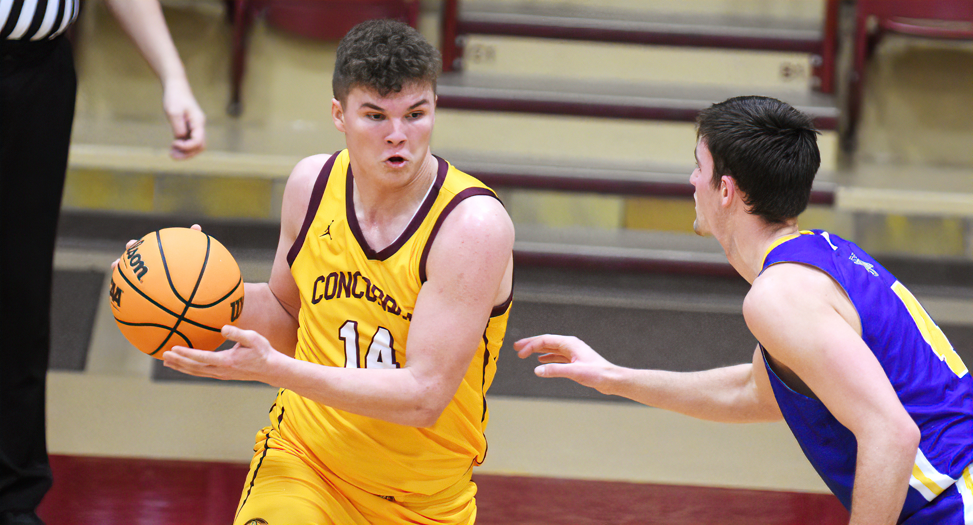 Freshman Rowan Nelson had a team-high 18 points in the Cobbers' game at Augsburg. He is seventh in the MIAC in scoring average this year.