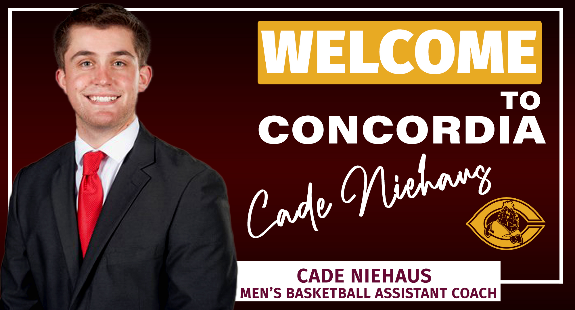 Head coach Tyler Bormann announced that Cade Niehaus has been hired as the full-time assistant for the men’s basketball program.