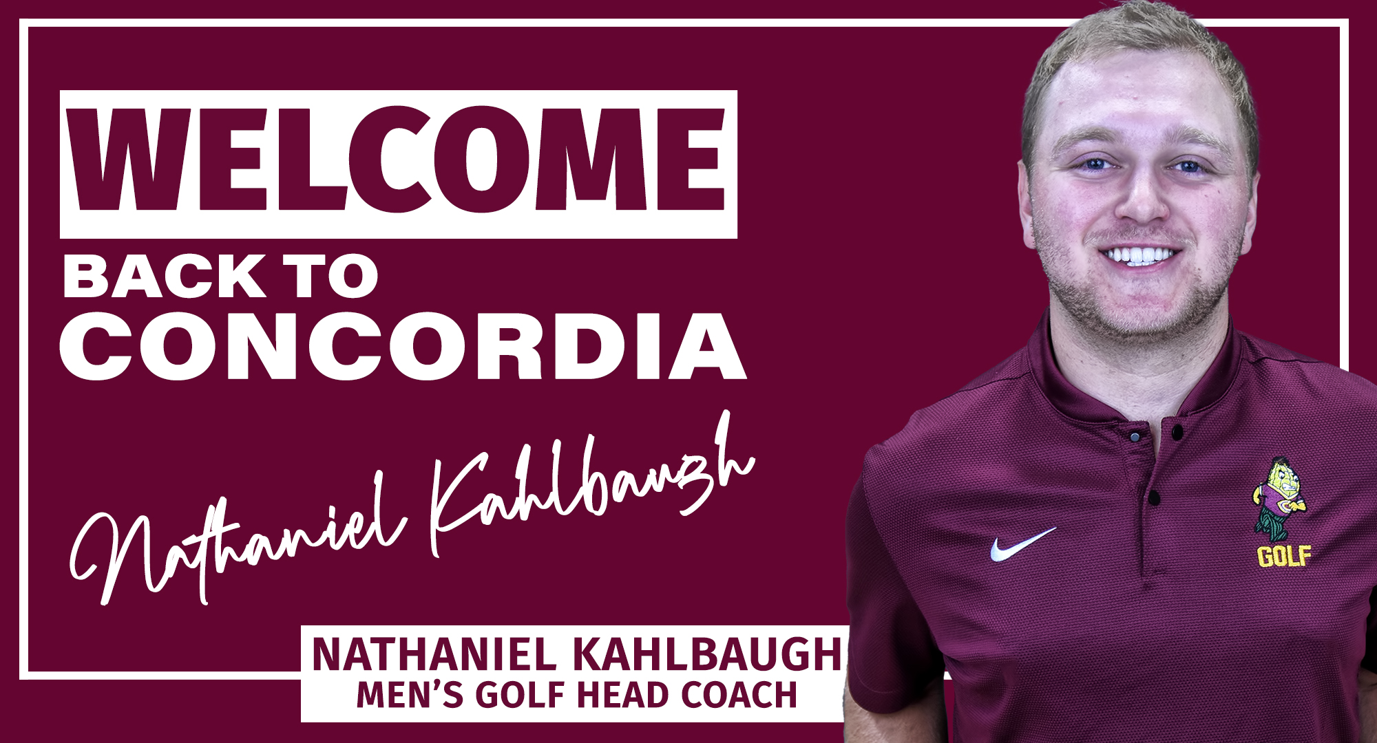 Former Cobber  golfer Nathaniel Kahlbaugh was named the new head coach. He becomes the 10th head coach in program history.
