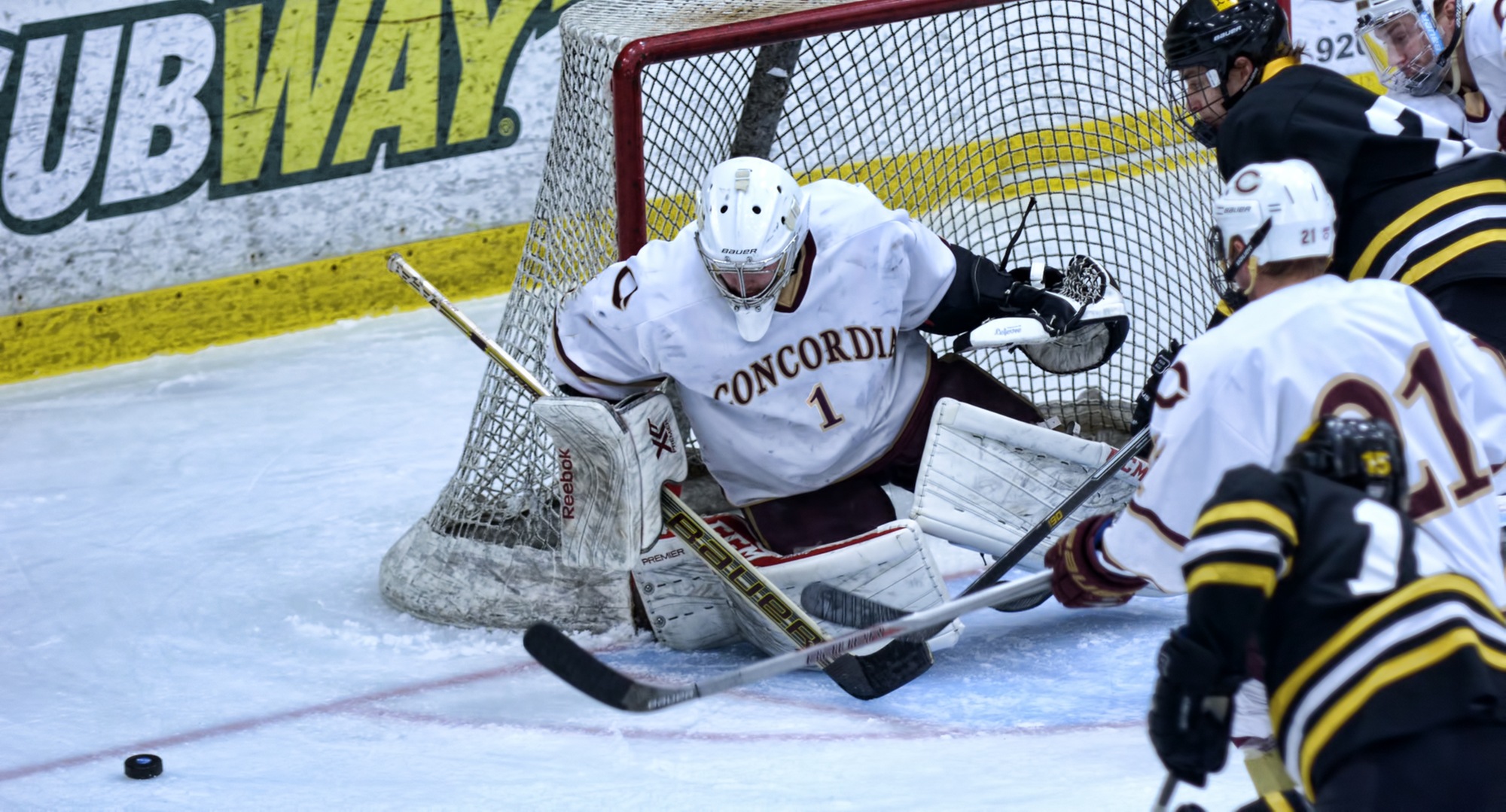 Sophomore Jacob Stephan made a season-high 41 saves in the Cobbers game at Wis.-Eau Claire.