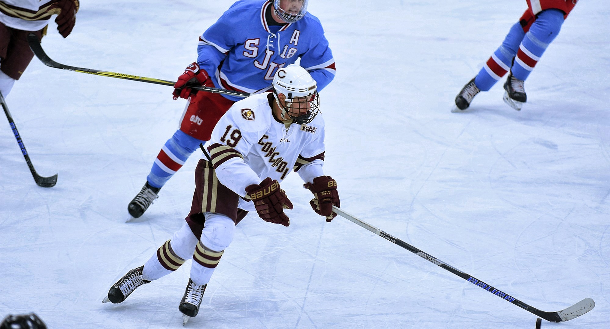 Junior All-American Tyler Bossert scored one of three power-play goals in the Cobbers' 4-2 win at St. John's.