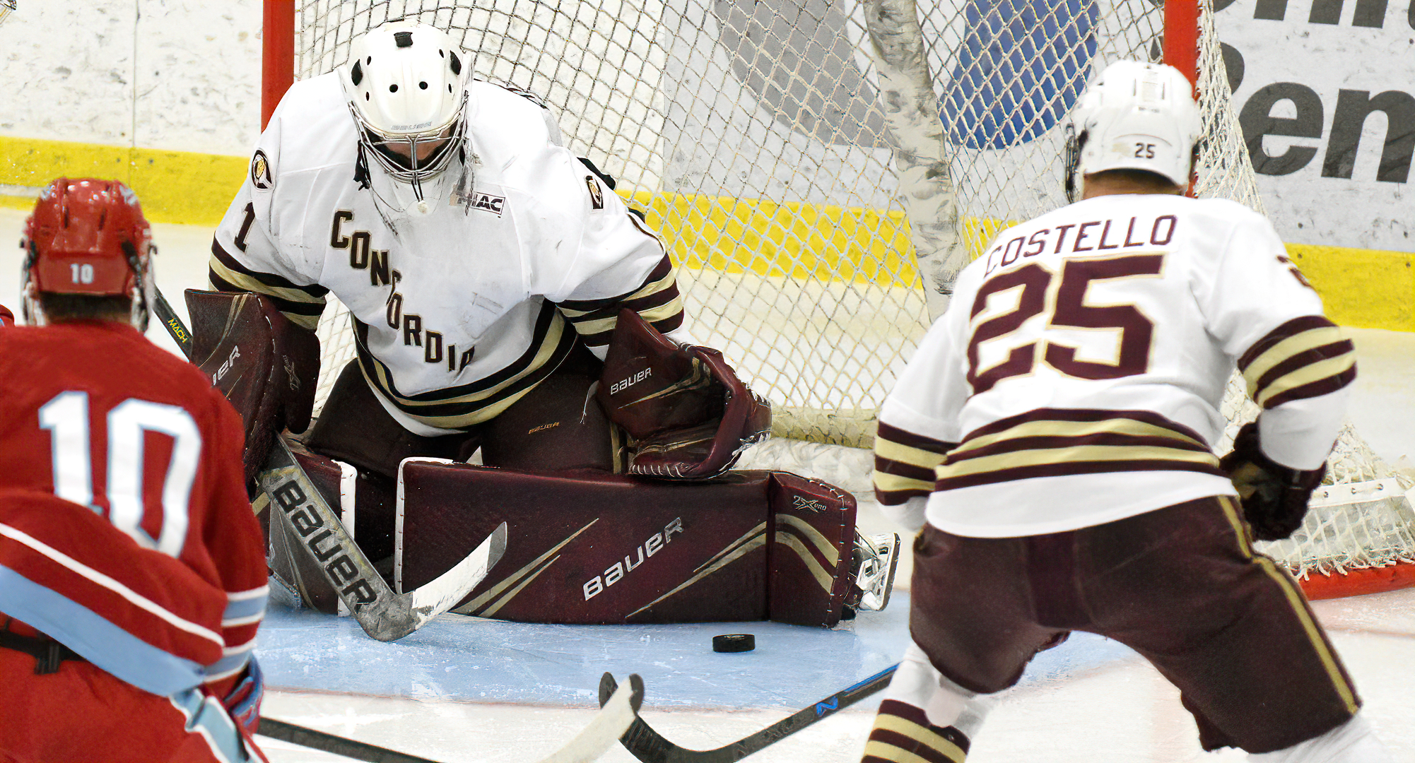 Junior goalie Matt Fitzgerald made a career-high 38 saves in the Cobbers' 3-2 overtime win at Bethel. The win gave CC the sweep of the series.