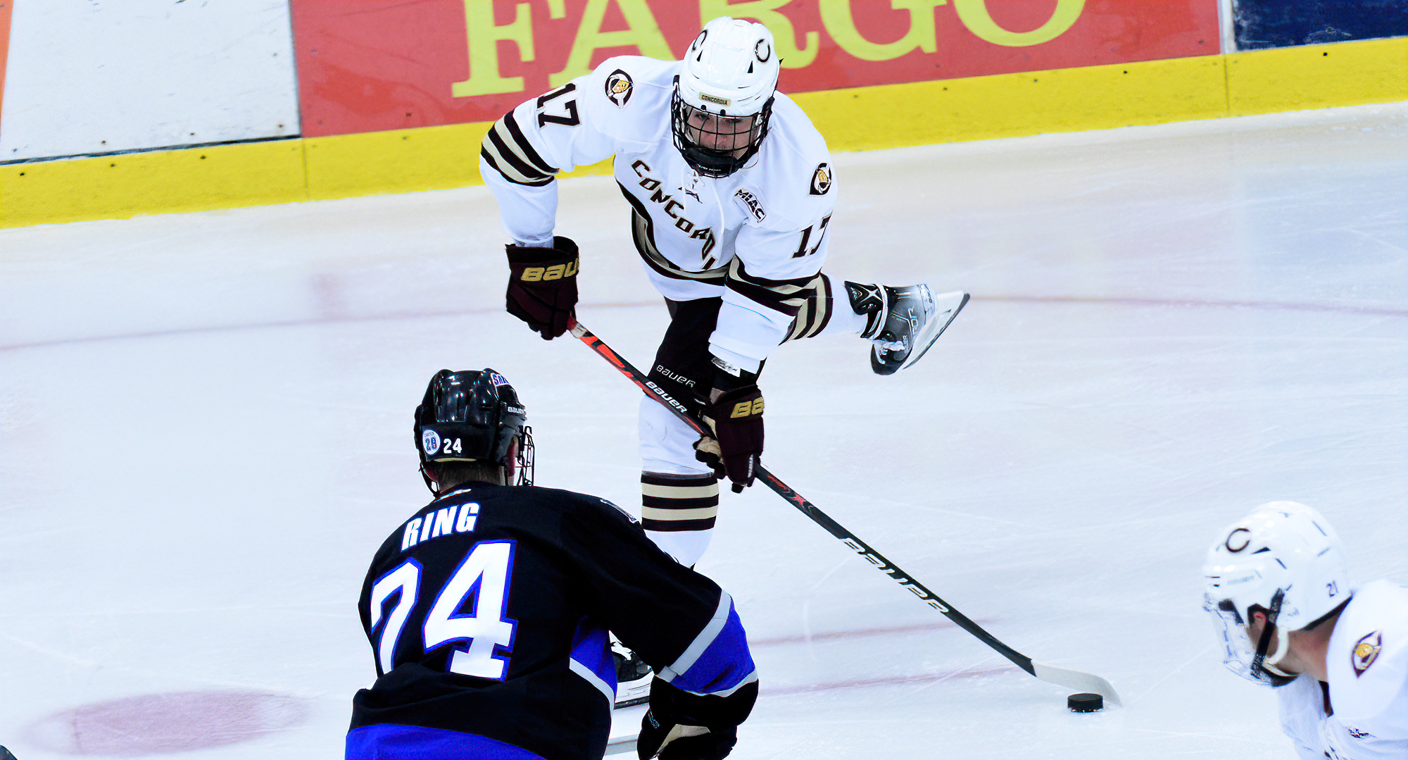 Mason Plante scored two of the three Cobber goals in their series opener at Marian. Plante has four goals in the last two games.
