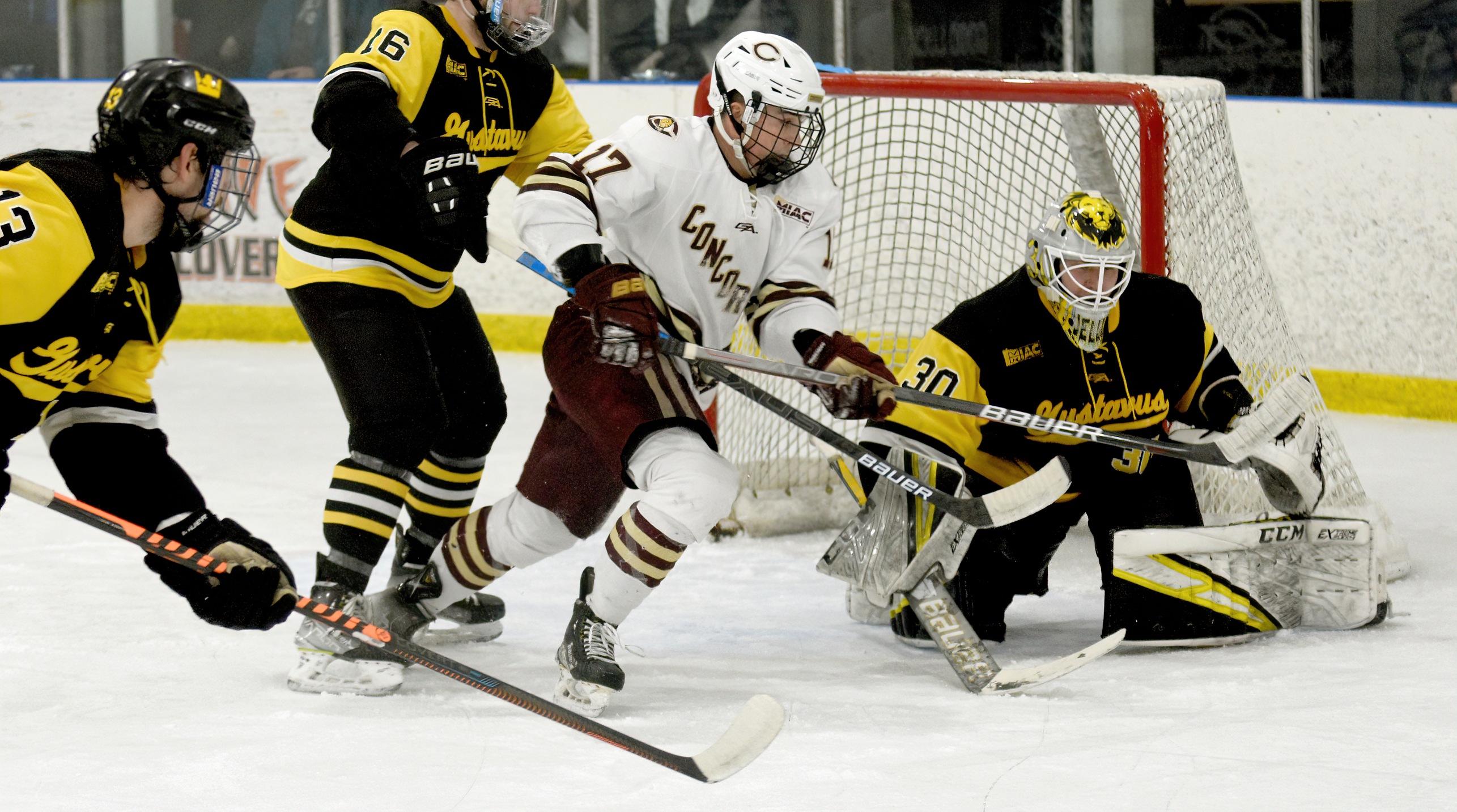 Junior Mason Plante scored the Cobbers' first goal in their series opener at Gustavus.