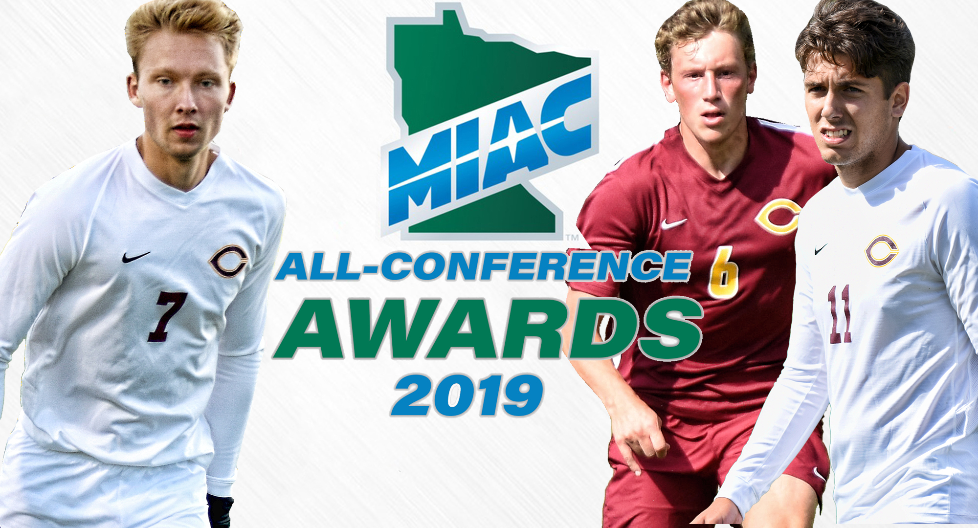 Sam Gess (L), Henry Schaefer and Nate Weaver all earned MIAC postseason honors for the first time in their careers.