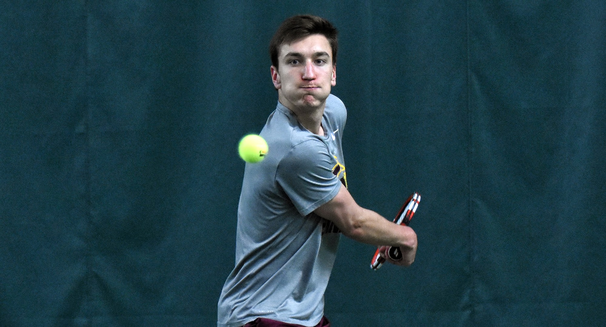 Senior Carter Steffes teamed with David Youngs and played a hotly contested match at No.2 doubles against Carleton in the MIAC opener.