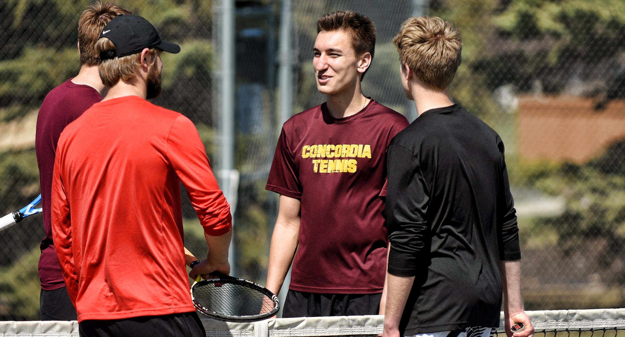 Senior Carter Steffes teamed with freshman Cole Gillespie to earn one of the three doubles wins in the Cobbers' victory over Midway. Gillespie also won in singles play.