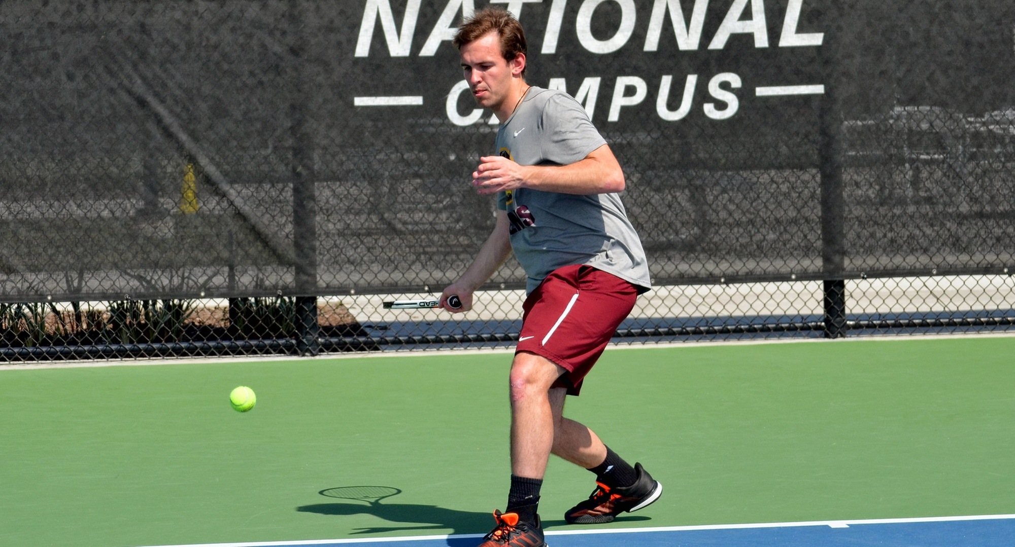 Senior David Youngs lines up a forehand during the team's spring trip to Florida this year. (Pic courtesy of Jeff Meyers)