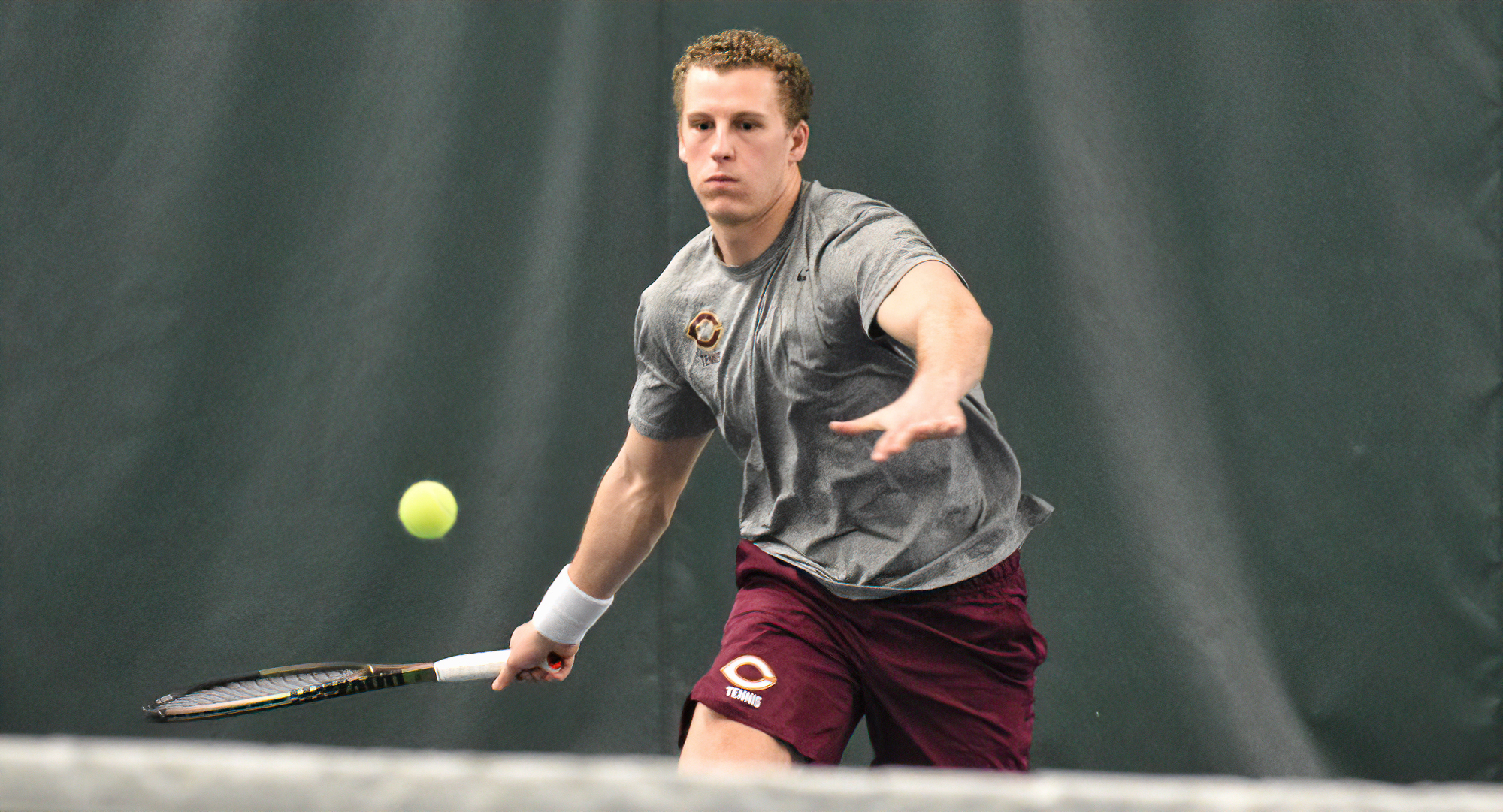 Senior Nicholas Ness had one of the two singles wins in the Cobbers' match at St. Olaf. It was Ness' first singles victory of the year.