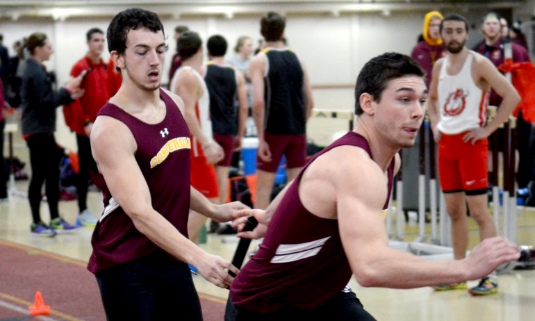 Chris Cunningham (L) and Jason Montonye had two of the Cobbers' all-time top 25 marks at the SJU Indoor Invite.