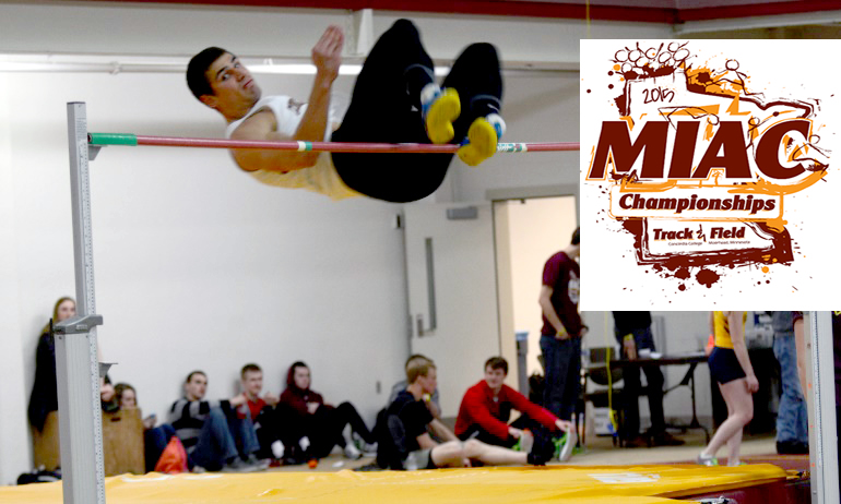 Brandon Zylstra clears the bar at 6-08.25 in the high jump at the MIAC Indoor Meet. He helped the Cobbers finish in sixth place.