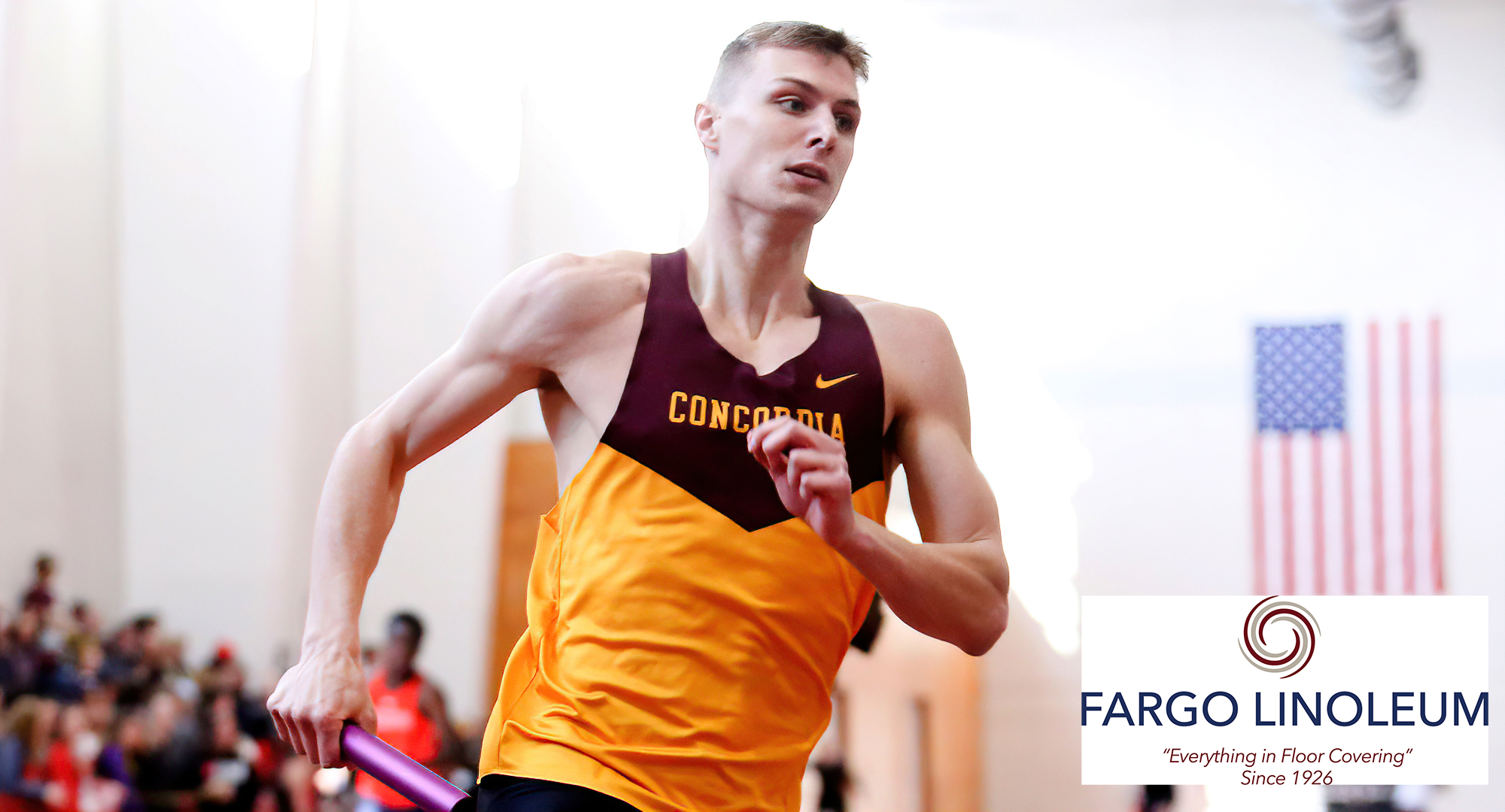 Junior Cal Wright was one of three event winners for the Cobbers at the St. John's dual meet. He won the 300 meters with a time just off his own school record.