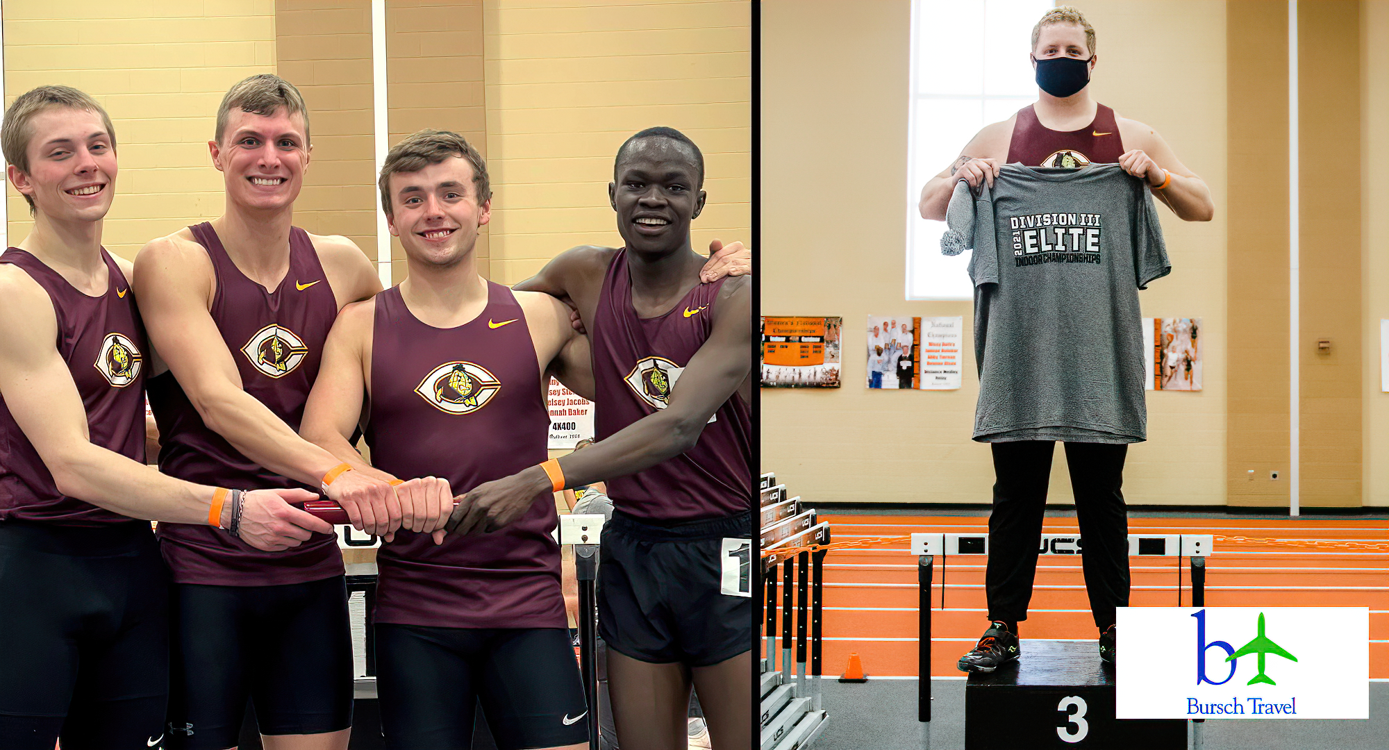 The Distance Medley Relay team of Jessie Middendorf, Cal Wright, Dan Wilson and Munir Isahak broke the school record & Jake Steiner had a pair of third-place finishes at the DIII Elite Meet.