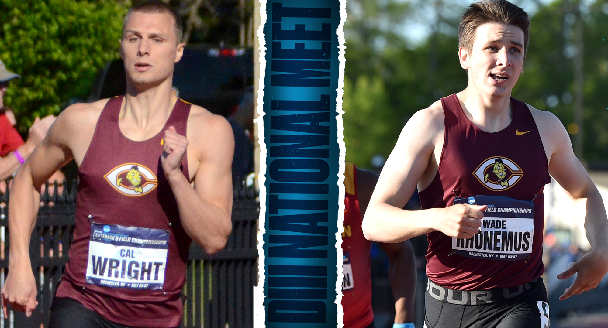 Cal Wright (L) and Wade Rhonemus capped their outstanding seasons by posting Top 15 finishes at the DIII Outdoor National Meet.     