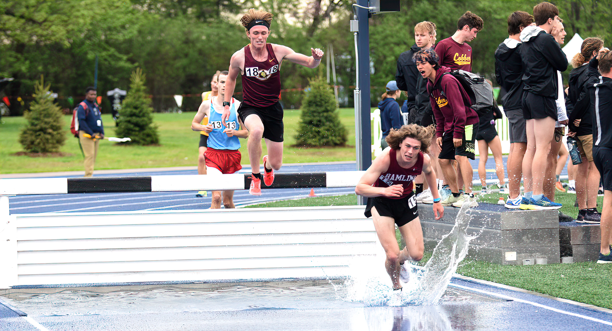 Gavin Groshelle was one of three Cobber steeplechase runners who gave CC a 4-5-6 finish in the event at the Hamline Invite.
