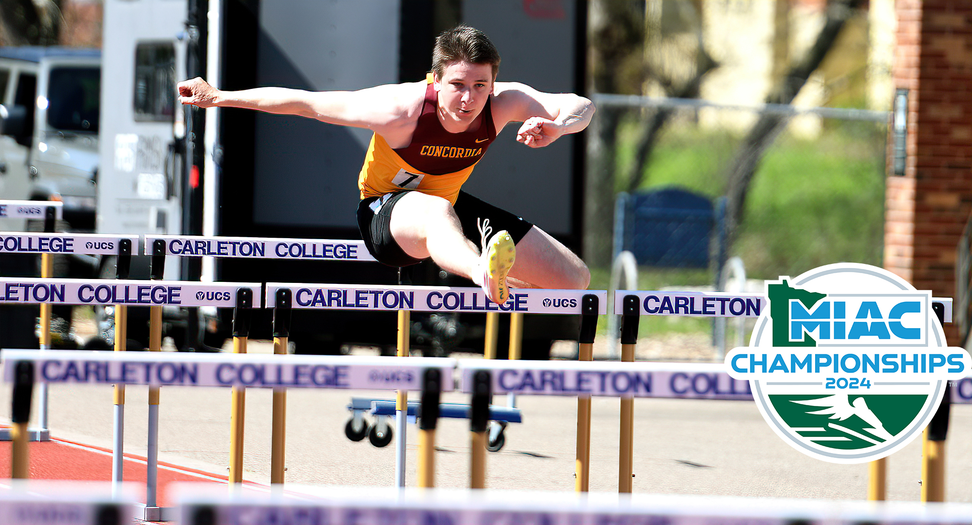 Wade Rhonemus finished third, and posted the 11th-highest score in Division III, at the MIAC decathlon. (Photo courtesy of David Pape, Carleton)