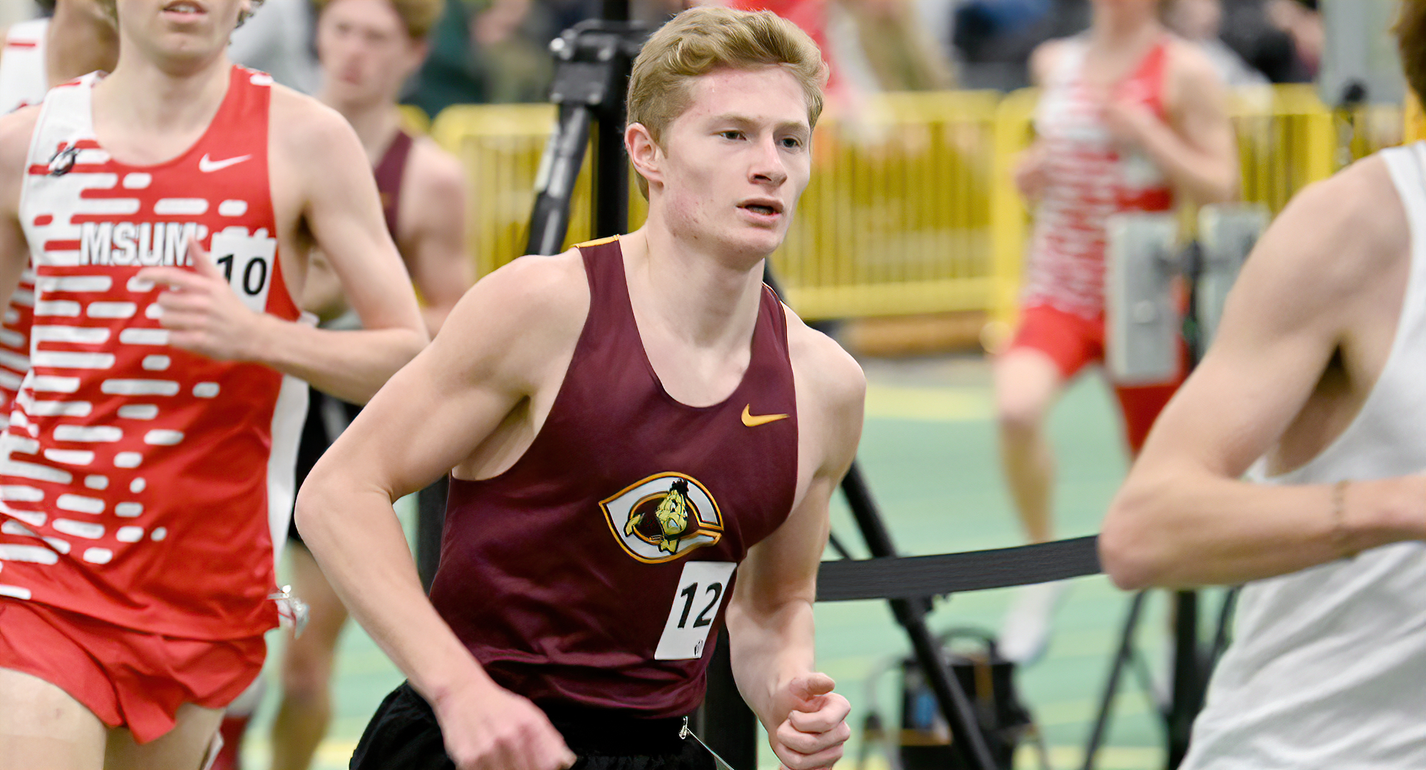 Sophomore Brady Goss broke assistant coach Munir Isahak's school record in the mile at the NDSU Bison Open and Multi-Event.