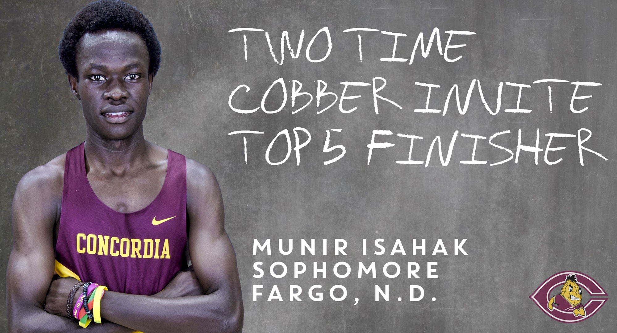 Sophomore Munir Isahak recorded his second straight Top 5 finish at the Cobber Invite.