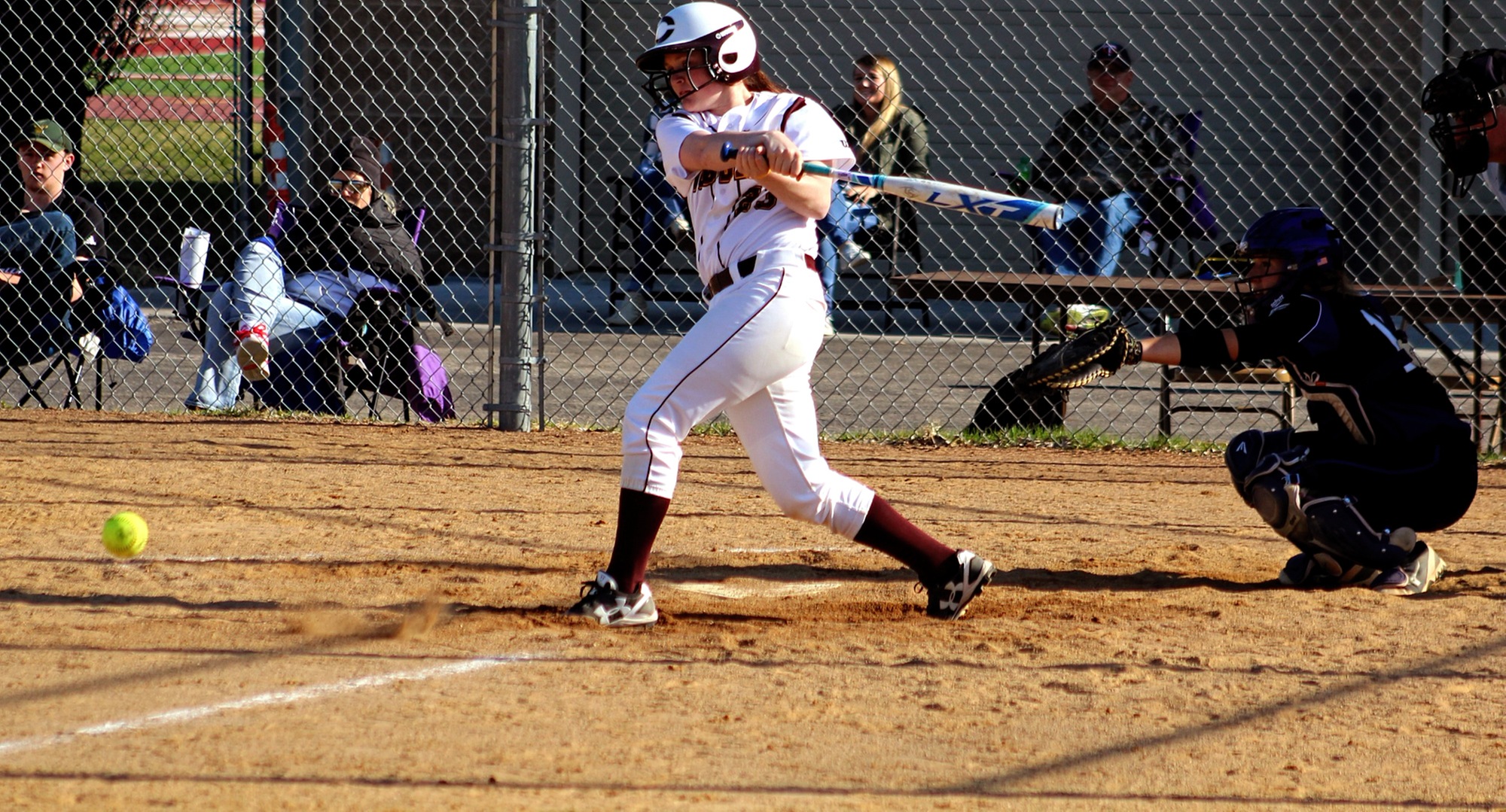 Gabby Gardner puts the ball in play in the first game of the Cobbers' DH with St. Thomas. She went 1-for-2 with an RBI in the game.