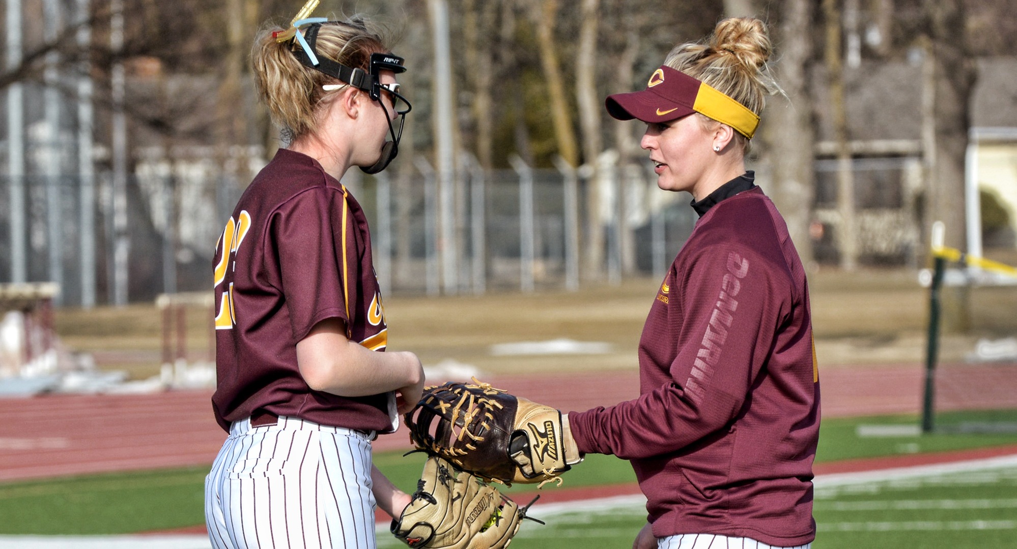 Megan Gavin (L) earned her first collegiate save and Sydney Roberts (R) hit a 2-run home run in the Cobbers' sweep at St. Mary's.