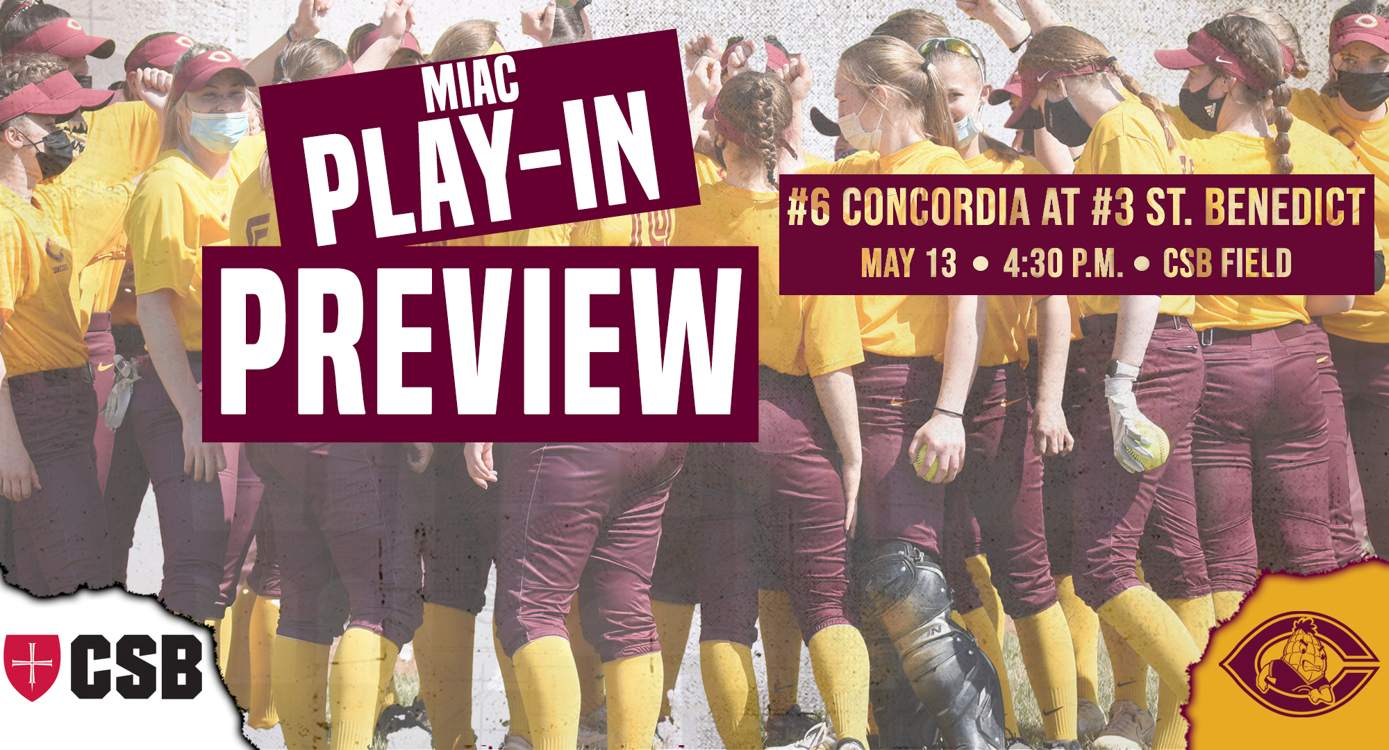 Concordia will face St. Benedict in of the two the play-in games of the MIAC softball playoffs on Thursday, May 13 at 4:30 p.m. in St. Joseph.