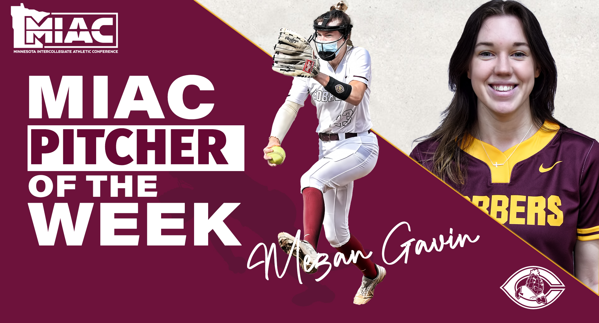 Senior Megan Gavin was named the MIAC Pitcher of the Week after going 4-1 in Florida and striking out 66 batters in 37.0 innings.