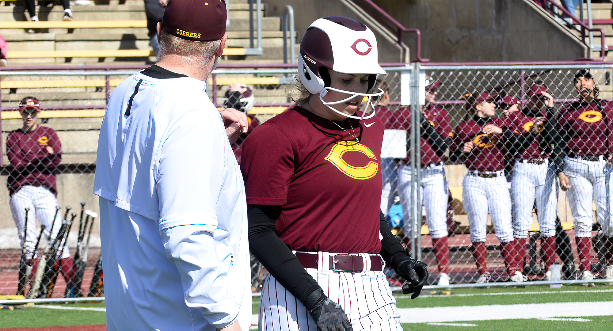 Landry Maragos hit a 3-run homer in the bottom of the seventh inning to give the Cobbers an 11-9 victory in Game 2 at St. Catherine.
