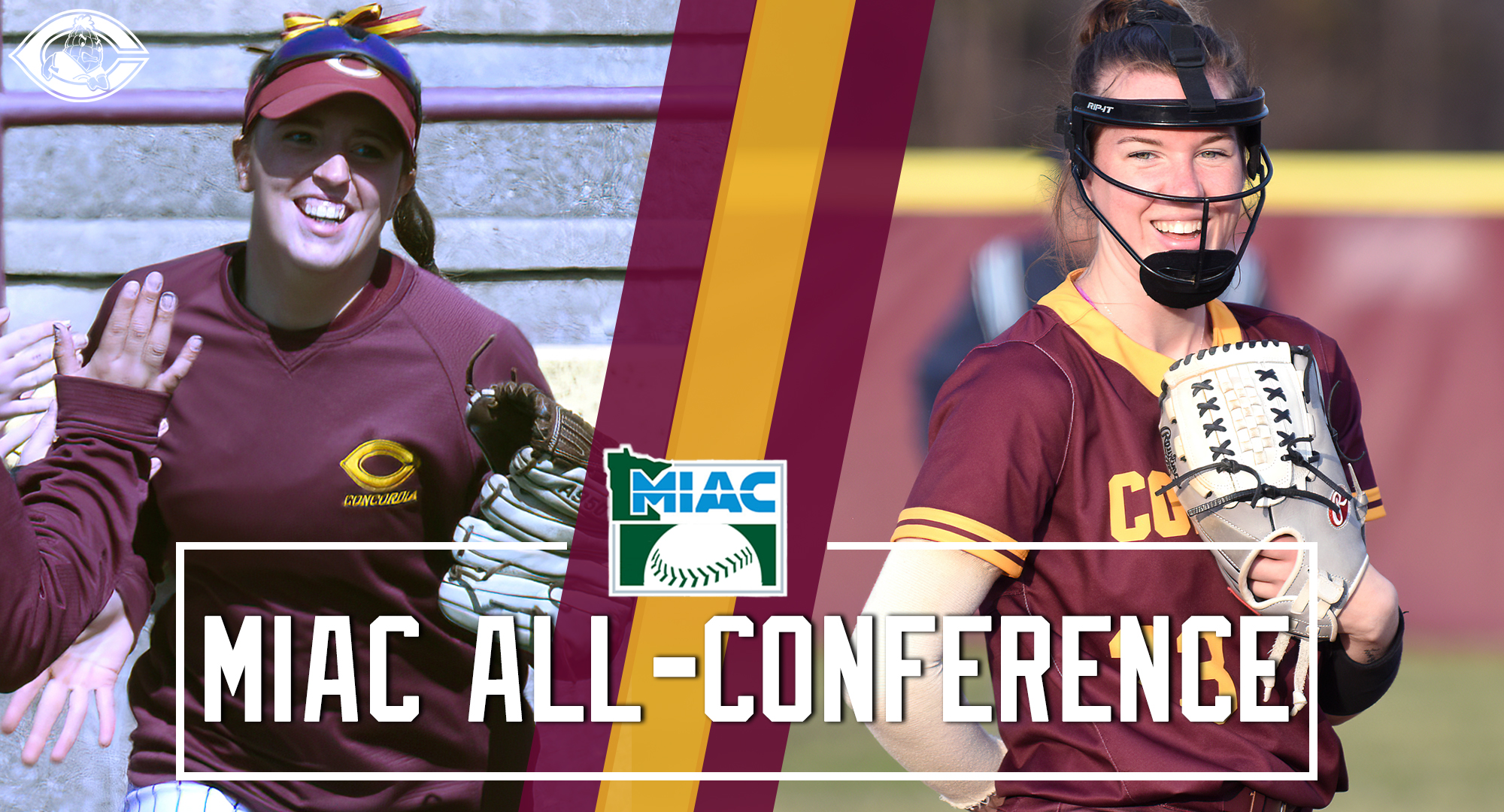Kenzie Leither (L) and Megan Gavin were both honored with MIAC All-Conference postseason awards.
