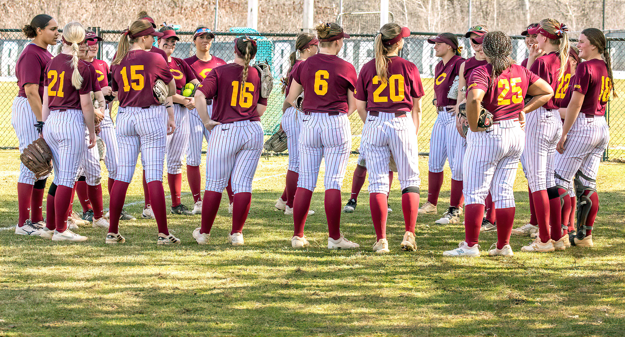 Concordia huddles before the start of their DH at #11 Bethel. (Picture courtesy of Bethel Sports Information Department)