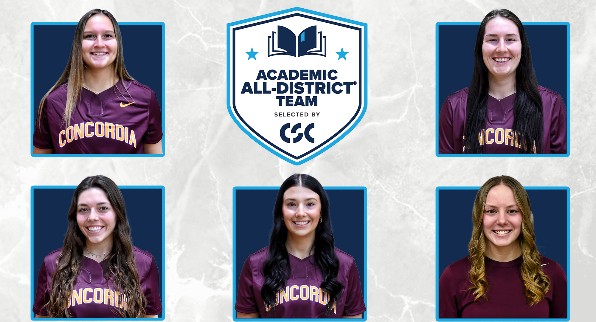 Emma Bowman, Kailee Falconer, Mallory Leitner, Danielle Lyon and Lauren Staples all received CSC Academic All-District honors.