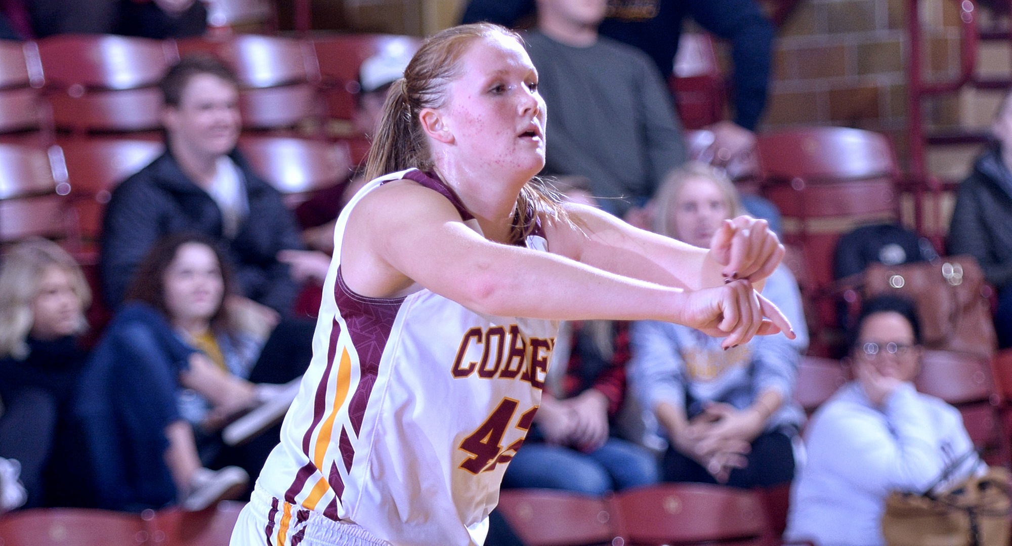Senior Kirstin Simmons scored a career-high 17 points in the Cobbers' non-conference win at St. Benedict.