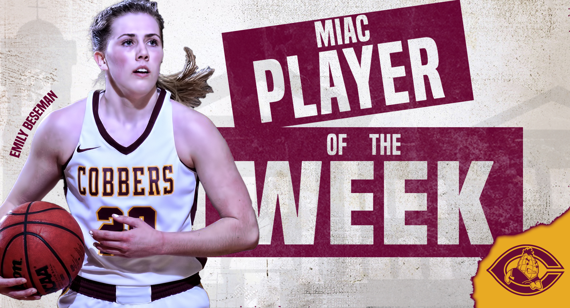 Sophomore guard Emily Beseman was named the MIAC Player of the Week after her 22-point, 8-rebound performance against St. Benedict on Friday.