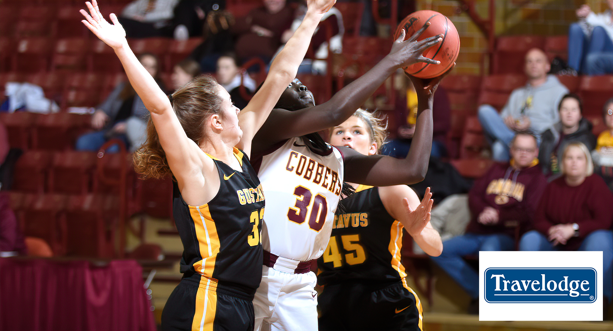 Junior Mary Sem went 6-for-9 from the floor and 9-for-11 from the free throw line and finished with a game-high 21 points in the Cobbers loss at Gustavus (Pic taken in 2019)