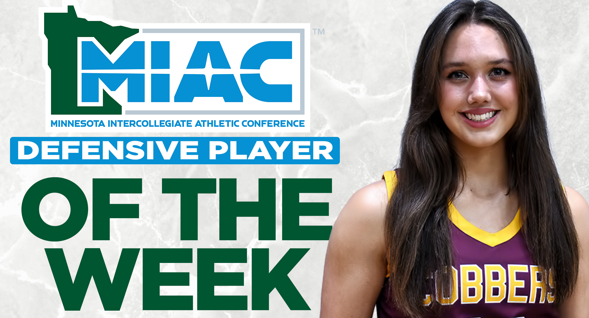 Junior Makayla Anderson was named the MIAC Defensive Player of the Week after scoring points and grabbing 12 rebounds against St. Mary's.
