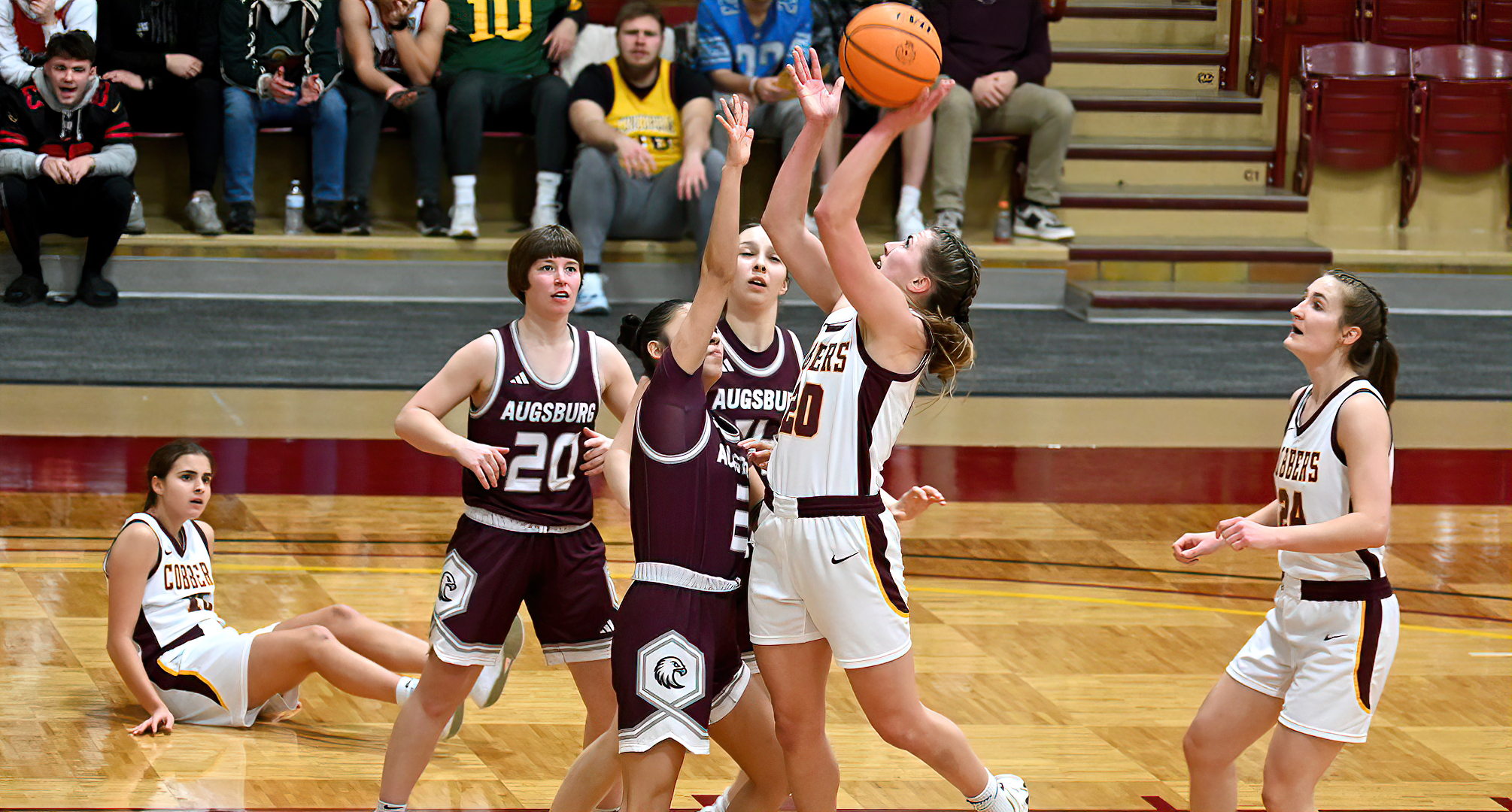 Emily Beseman goes up for the jumper during the second half of the Cobbers' win over Augsburg.