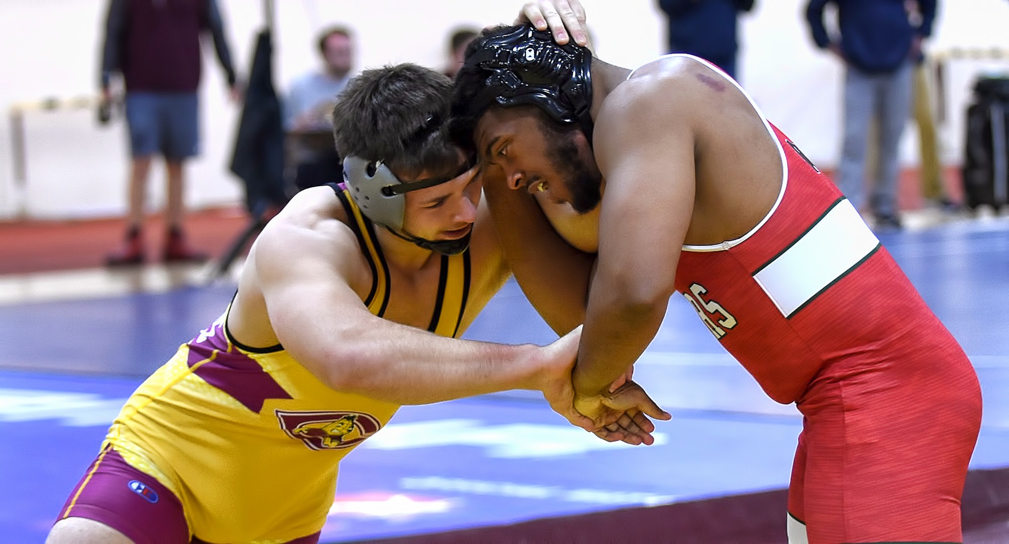 Jacob Arends locks up with his opponent during the Finn Grinaker Cobber Open. Arends went on to pin his opponent during the consolation third-round match.
