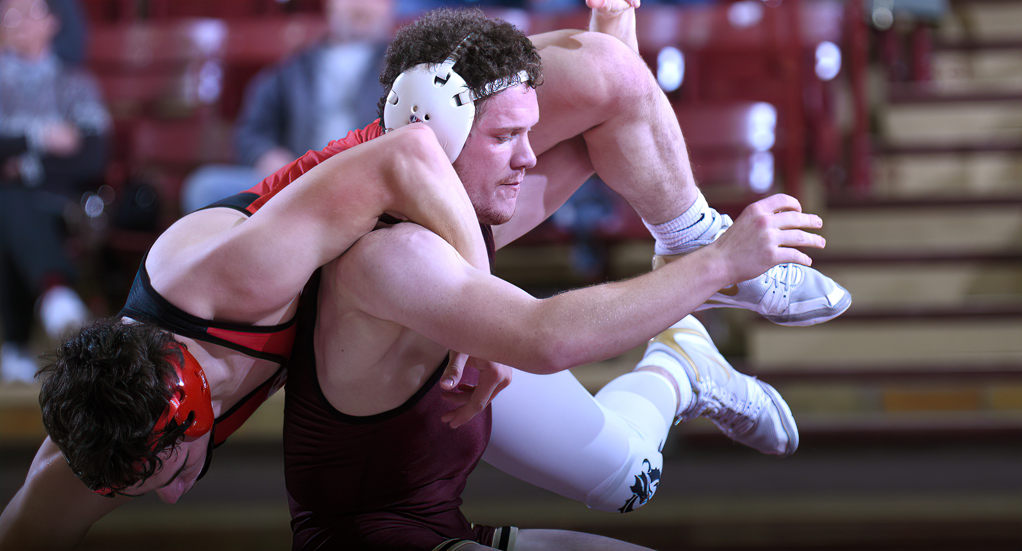Senior Jacob Prunty won by pin in his match against Dickinson State to help the Cobbers claim a 39-9 over DSU at the U of Mary Triangular.