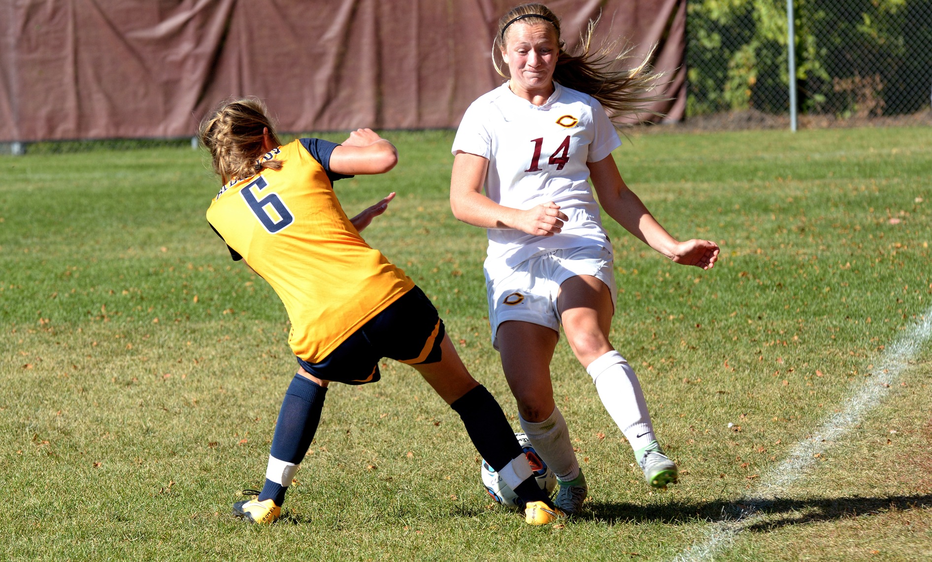 Freshman Klara Beinhorn had a pair of shots in the first five minutes of play in the Cobbers' game at Hamline.