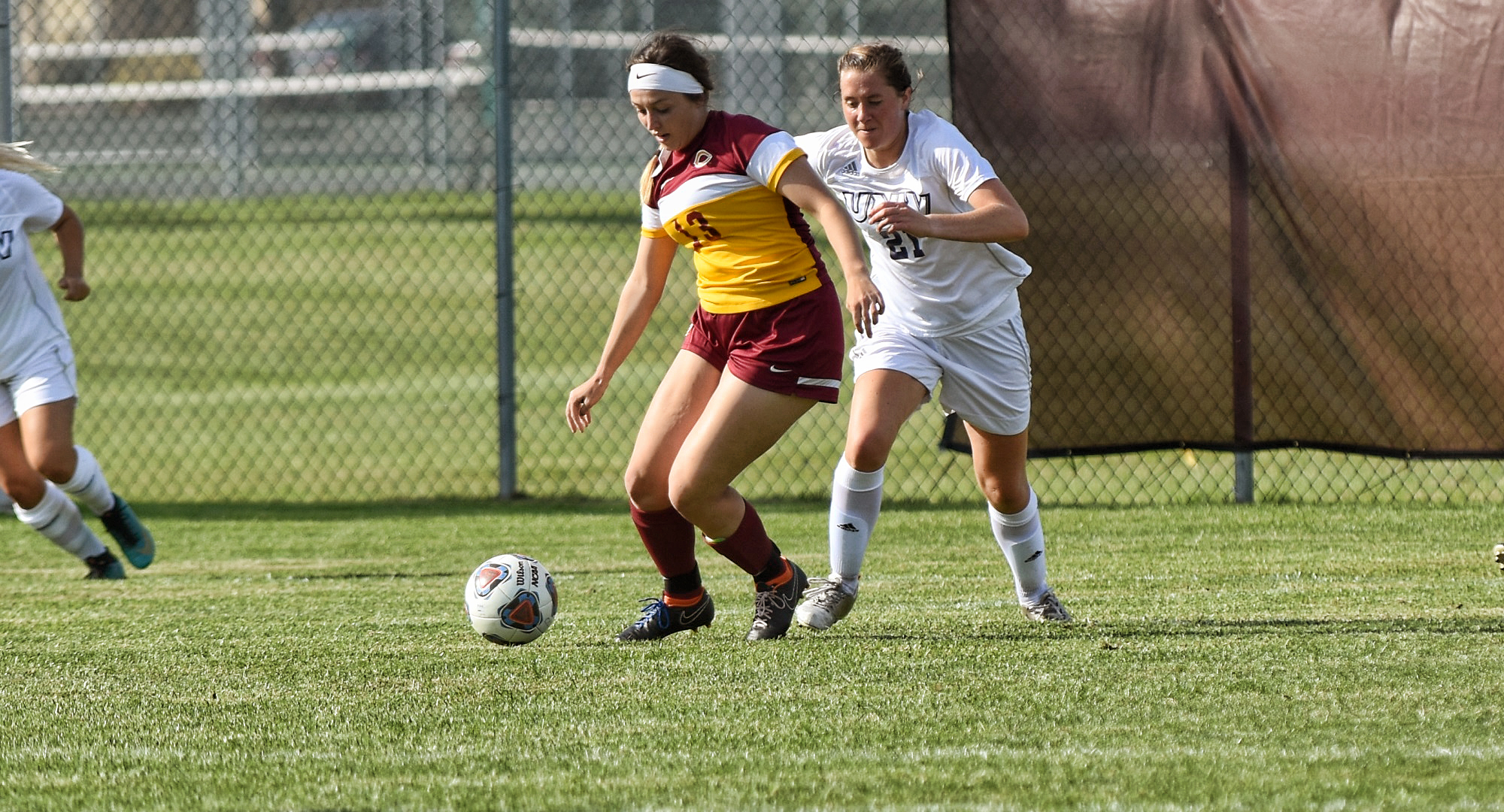 Kalli Baarstad had one of the two Cobber shots on goal in their MIAC opener against St. Benedict.